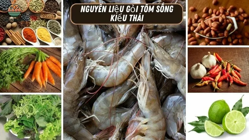 Nguyên liệu cần chuẩn bị làm gỏi tôm sống kiểu thái