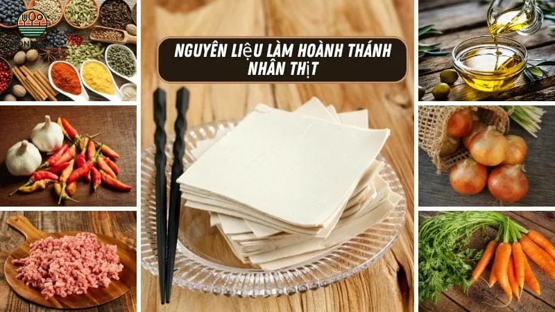 Nguyên liệu cần chuẩn bị làm hoành thánh nhân thịt