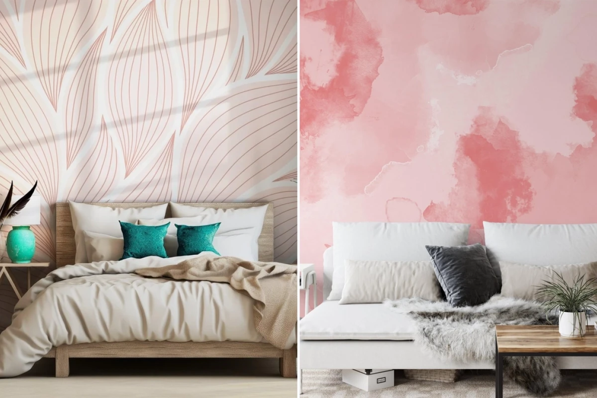 Elevate your sanctuary with modern blush pink wallpaper for minimalist bedroom