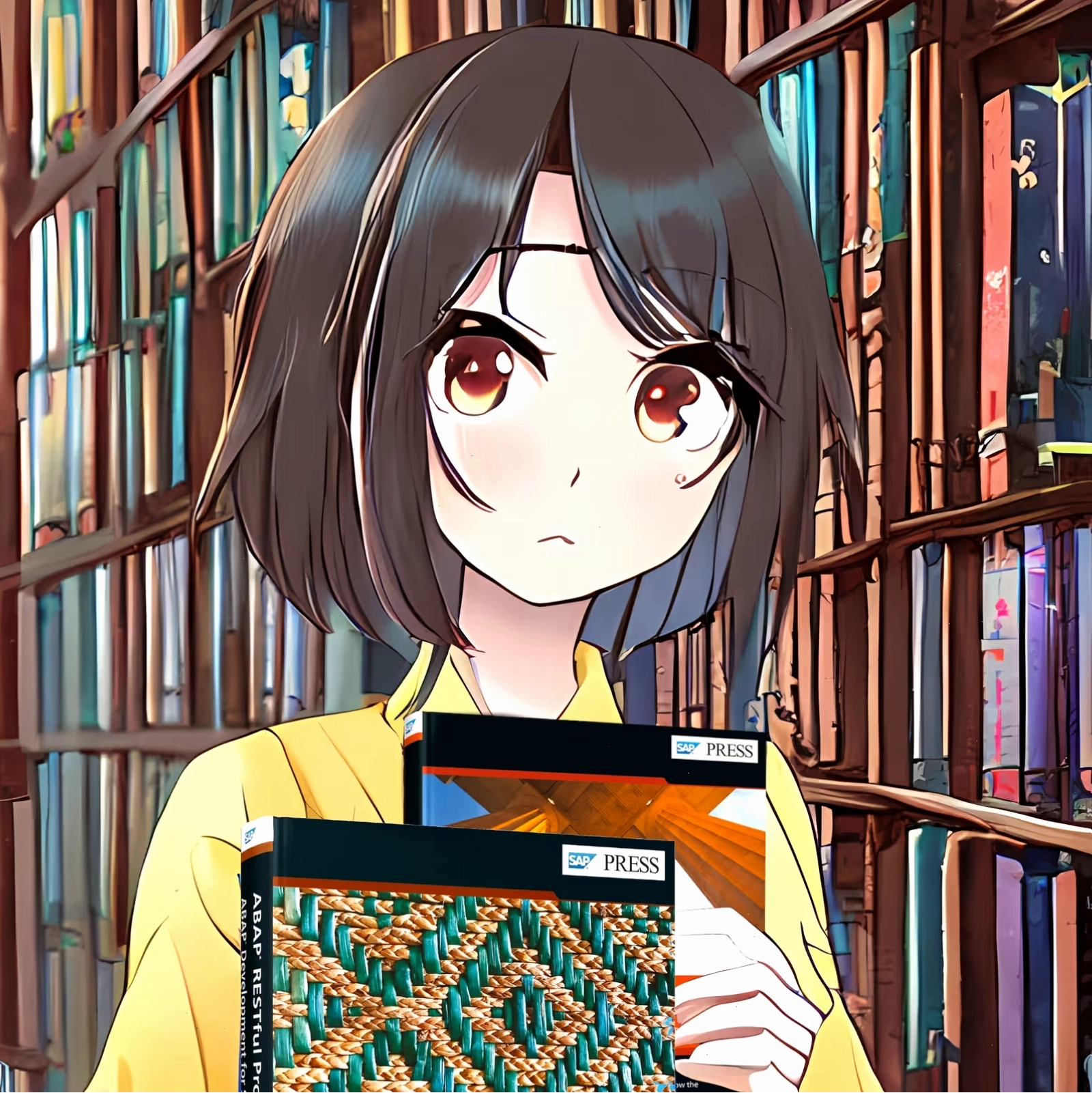Minimalist techie anime girl with a laptop