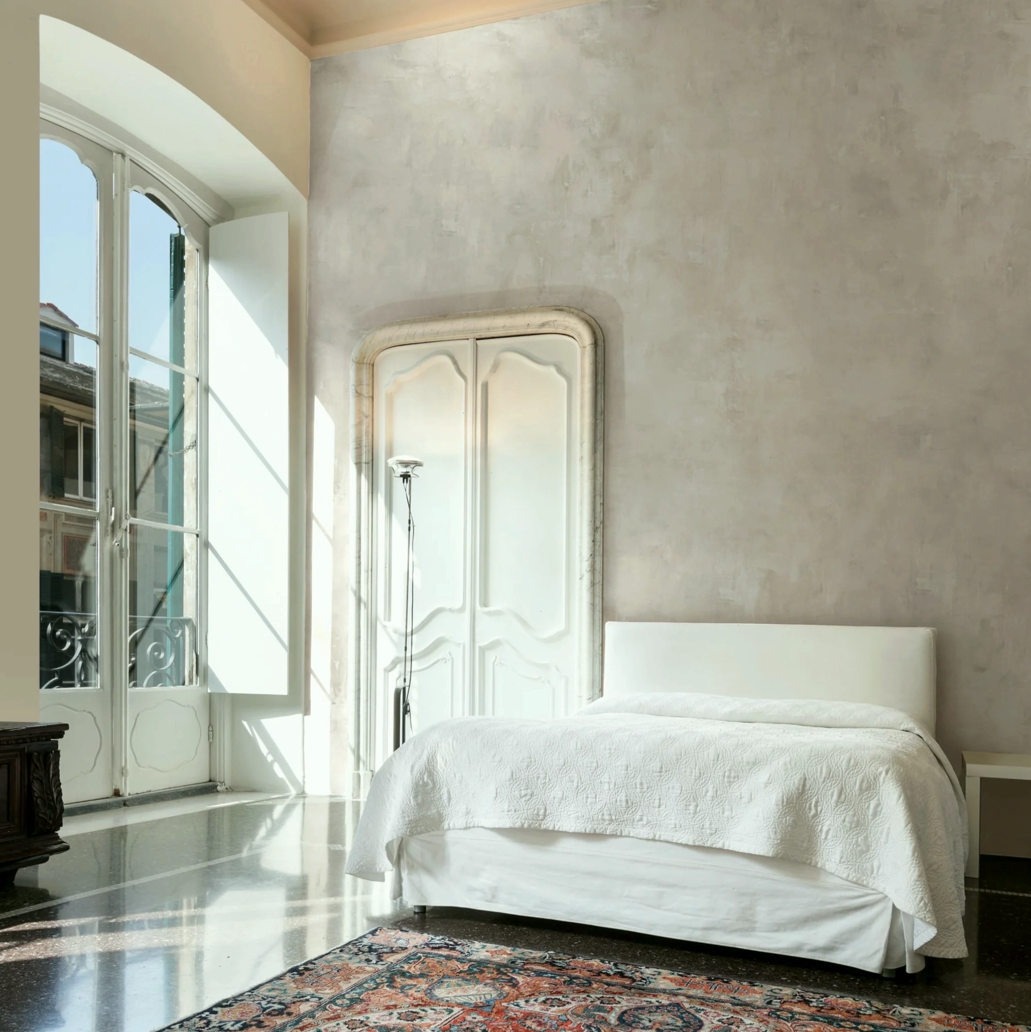 Luna Wallpaper by Wall Blush in a modern bedroom with textured focus