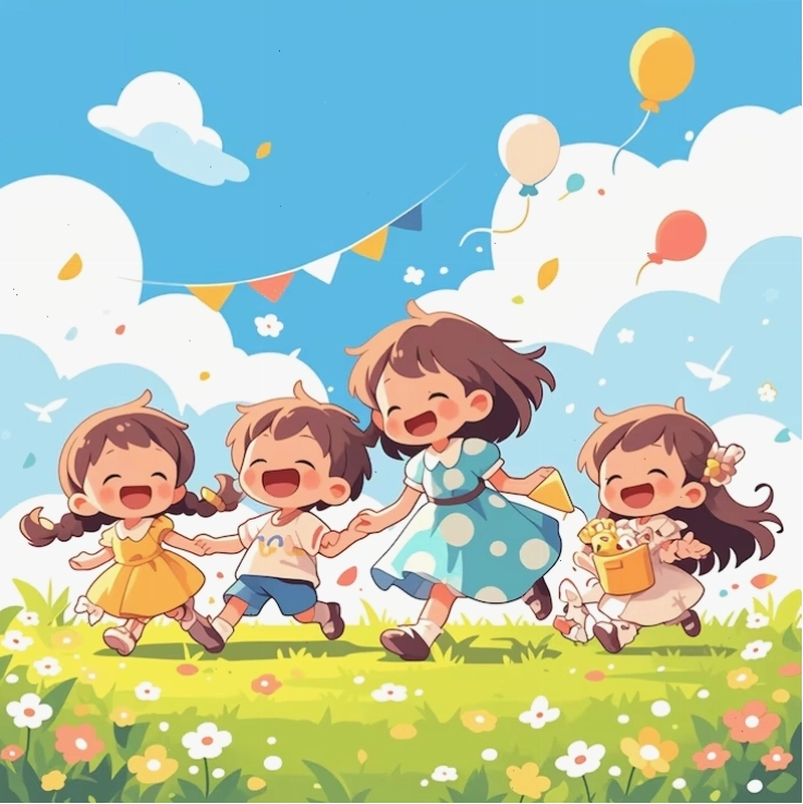 Vector chúc mừng ngày thiếu nhi với các trò chơi ngoài trời