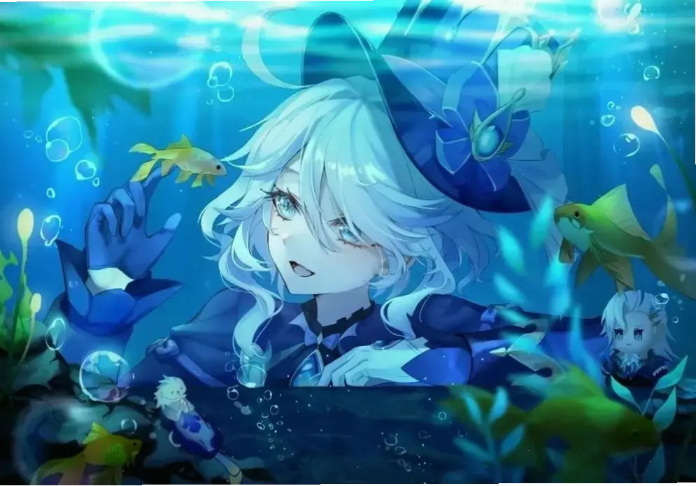 ảnh anime girl tóc xanh đẹp với nụ cười tỏa nắng