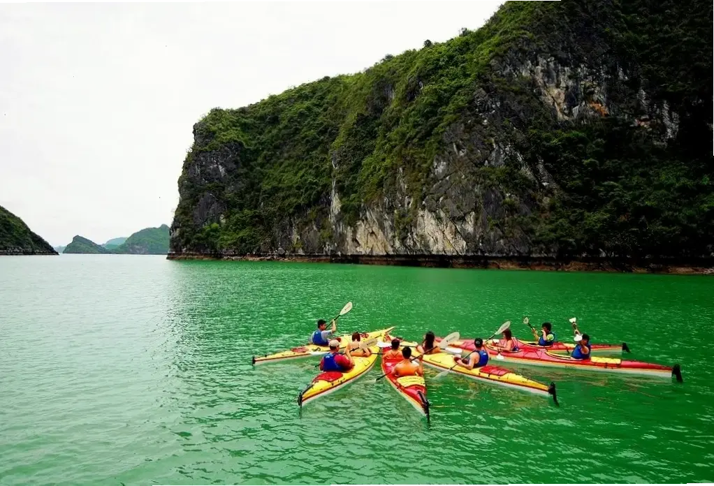 trải nghiệm chèo thuyền kayak vịnh Hạ Long từ du thuyền
