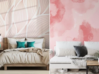Elevate your sanctuary with modern blush pink wallpaper for minimalist bedroom